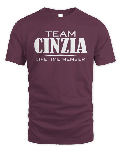 CINZIA BL62-K4-128 - Personalized “Team NAME Lifetime Member” - Unisex Standard T-Shirt - Maroon