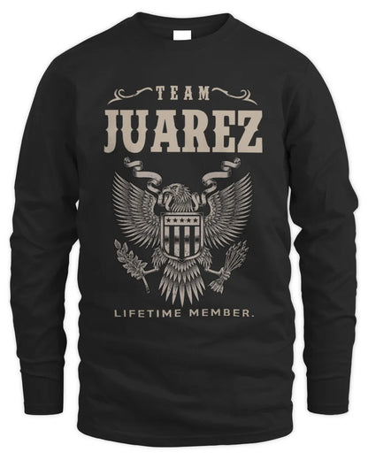 JUAREZ TP06-K82 – Personalized Classic Style Apparel “Team NAME Lifetime Member” - Men's Long Sleeved T-Shirt - Black