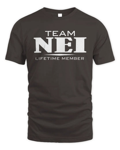 NEI BL62-K4-128 - Personalized “Team NAME Lifetime Member” - Unisex Standard T-Shirt - Dark Chocolate