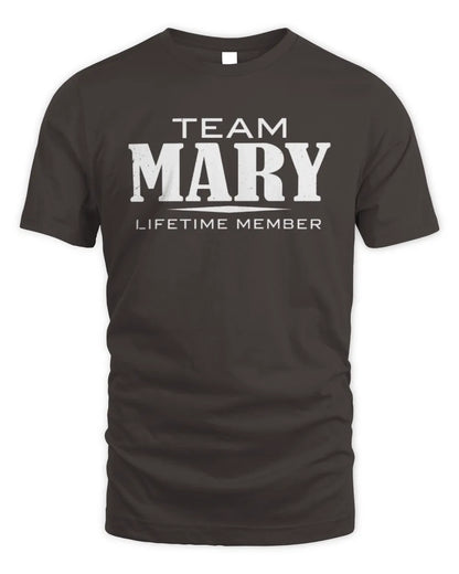 MARY BL62-K4-128 - Personalized “Team NAME Lifetime Member” - Unisex Standard T-Shirt - Dark Chocolate