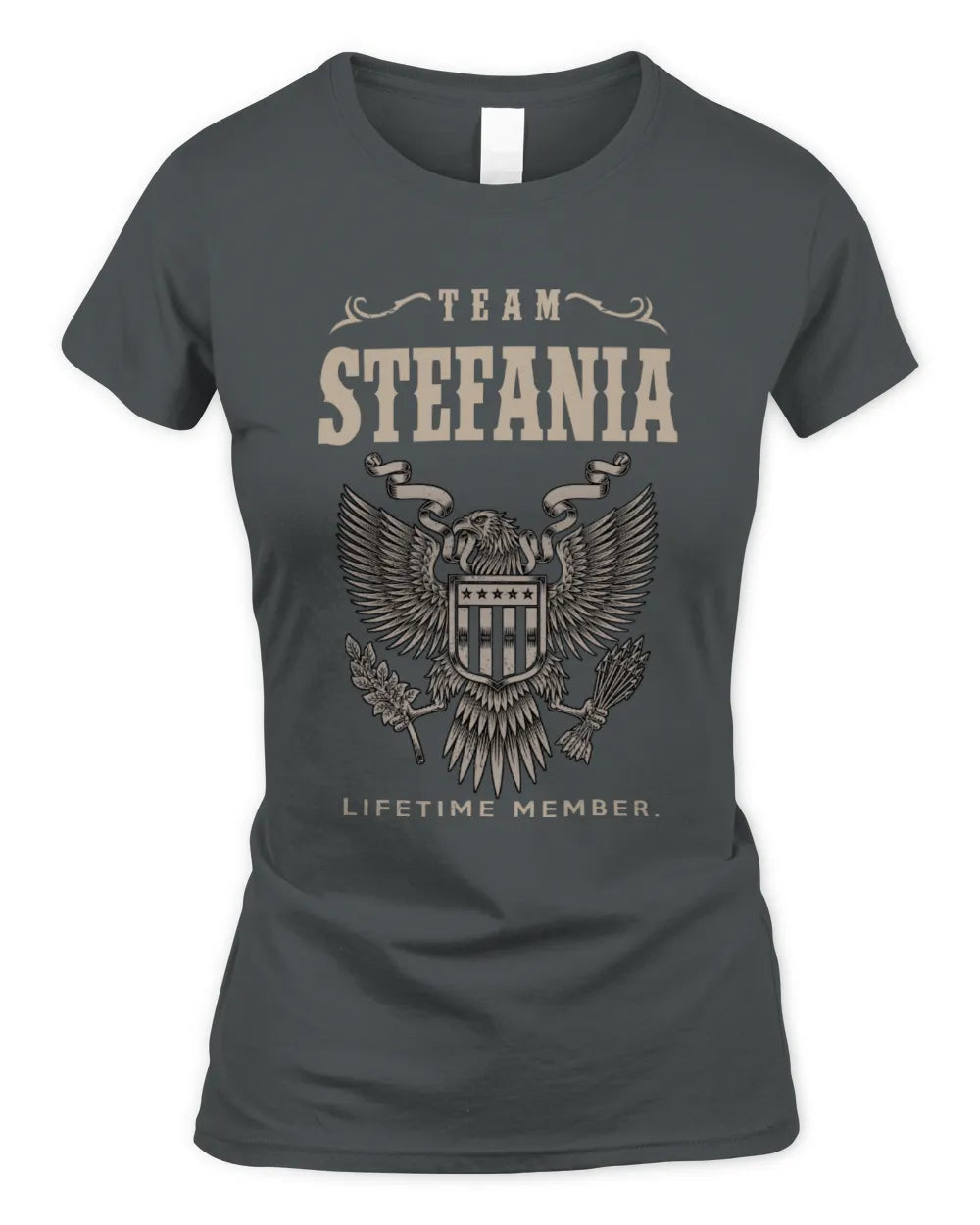 STEFANIA TP06-K82 – Personalized Classic Style Apparel “Team NAME Lifetime Member” - Women's Standard T-Shirt - Charcoal