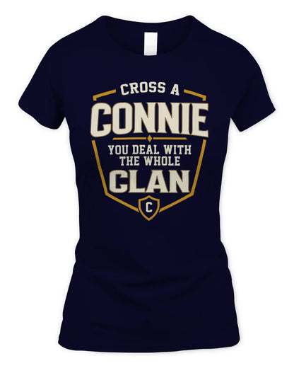 CONNIE NT1-K008 Cross A/An NAME, You Deal With the Whole Clan | Personalized Vintage T-Shirt - Women's Standard T-Shirt - Navy