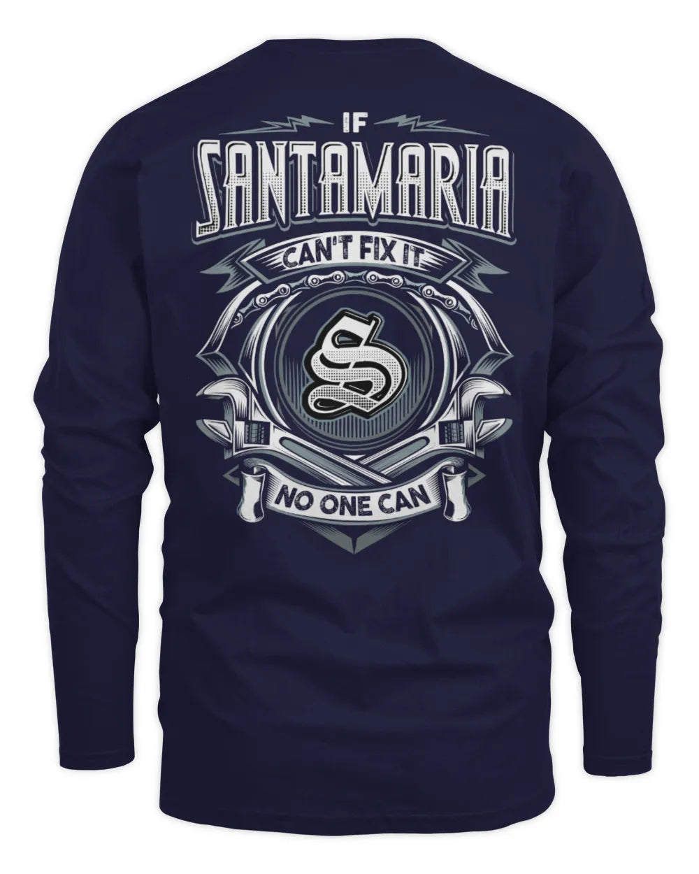 SANTAMARIA AP81-K4-626 - Personalized Ahmed Quote Apparel “If Ahmed Can't Fix It, No One Can” - Men's Long Sleeved T-Shirt - Navy