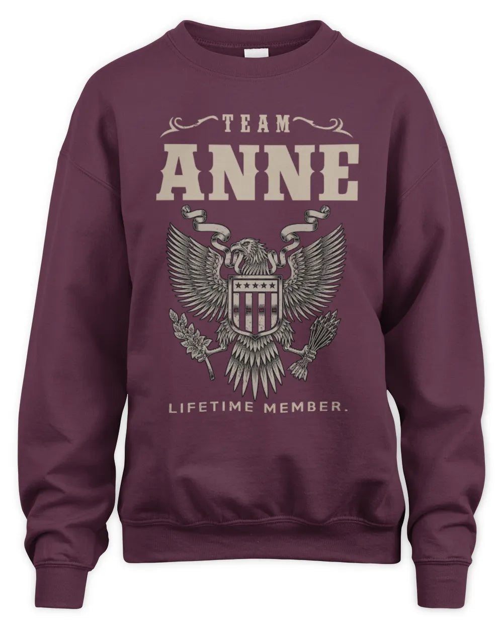 ANNE TP06-K82 – Personalized Classic Style Apparel “Team NAME Lifetime Member” - Unisex Sweatshirt - Maroon