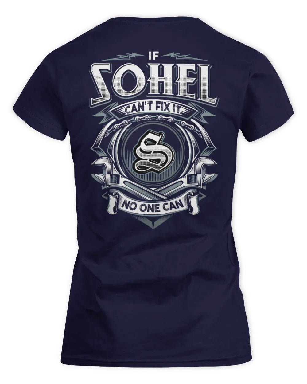 SOHEL AP81-K4-626 - Personalized Ahmed Quote Apparel “If Ahmed Can't Fix It, No One Can” - Women's Standard T-Shirt - Navy
