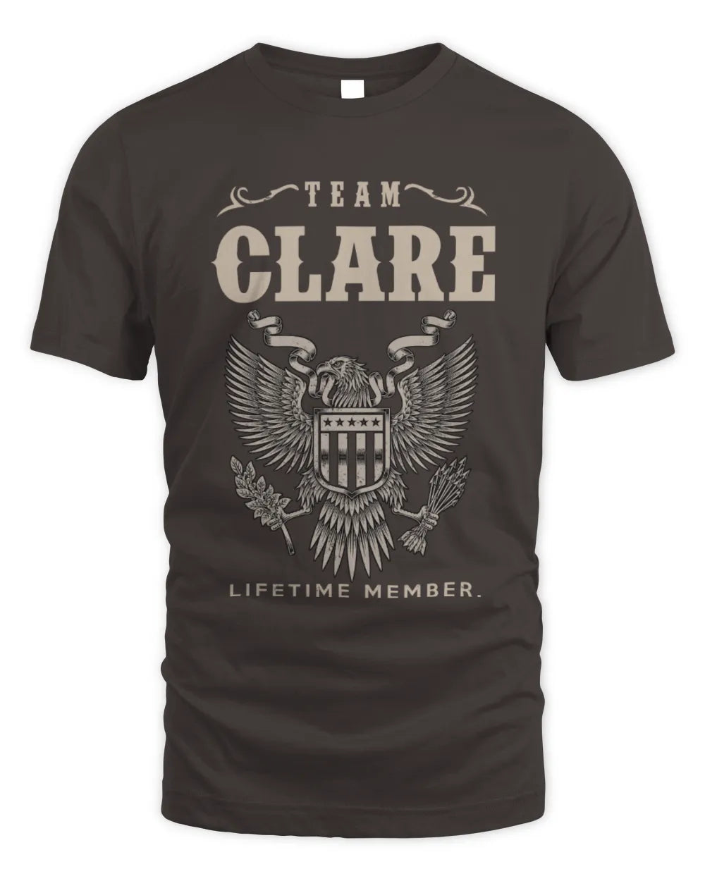 CLARE TP06-K82 – Personalized Classic Style Apparel “Team NAME Lifetime Member” - Unisex Standard T-Shirt - Dark Chocolate