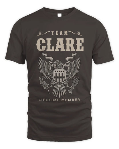 CLARE TP06-K82 – Personalized Classic Style Apparel “Team NAME Lifetime Member” - Unisex Standard T-Shirt - Dark Chocolate