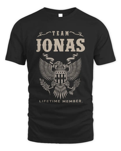 JONAS TP06-K82 – Personalized Classic Style Apparel “Team NAME Lifetime Member” - Unisex Standard T-Shirt - Black