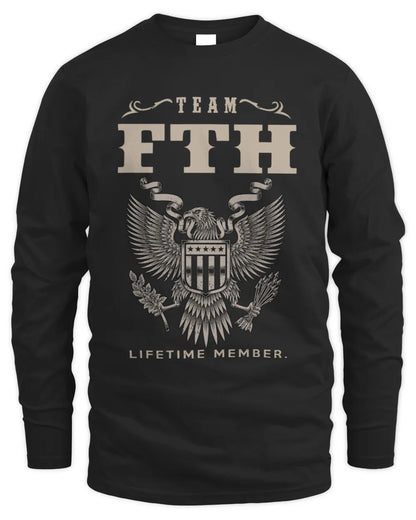 FTH TP06-K82 – Personalized Classic Style Apparel “Team NAME Lifetime Member” - Men's Long Sleeved T-Shirt - Black