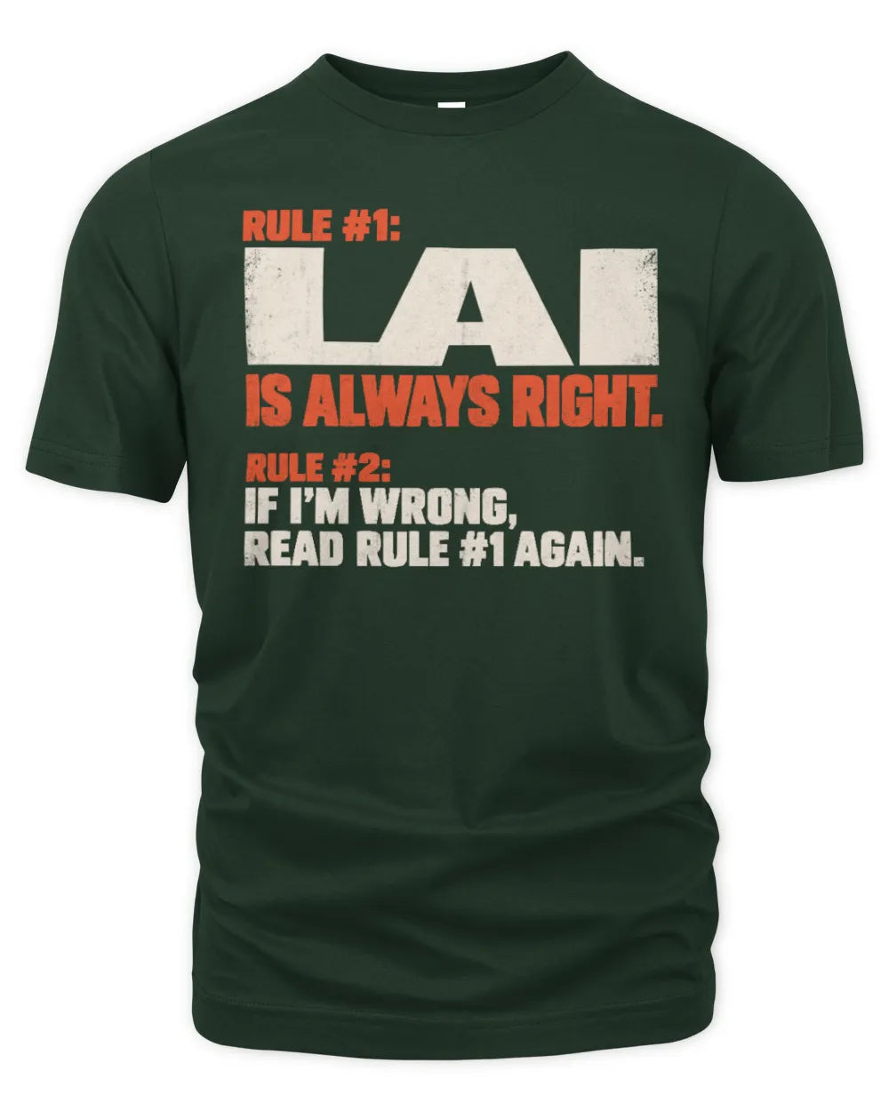 LAI NP1-H006 - Always Right Personalized Name T-Shirt – Funny Custom Name Shirt - Unisex Standard T-Shirt - Forest Green