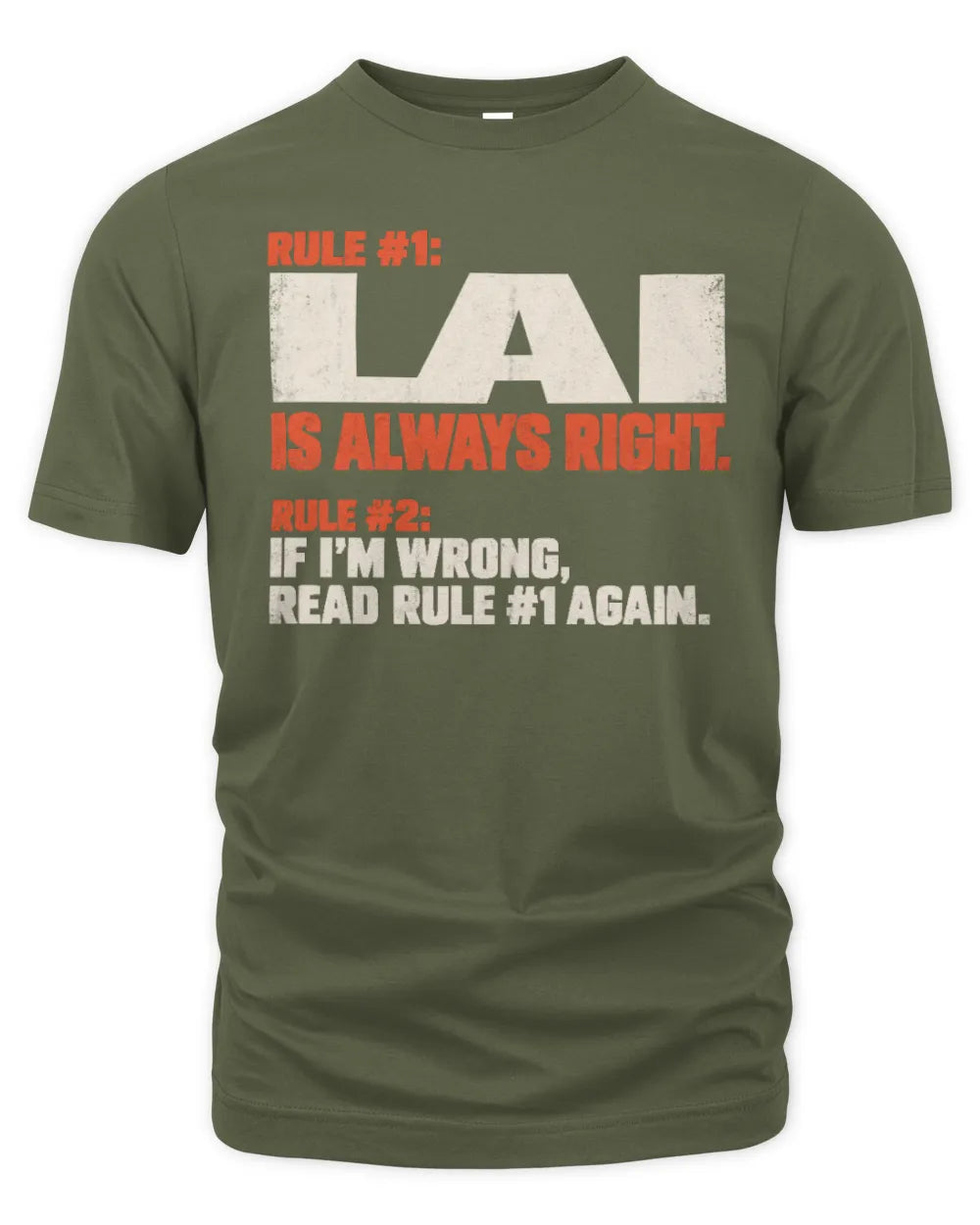 LAI NP1-H006 - Always Right Personalized Name T-Shirt – Funny Custom Name Shirt - Unisex Standard T-Shirt - Military Green