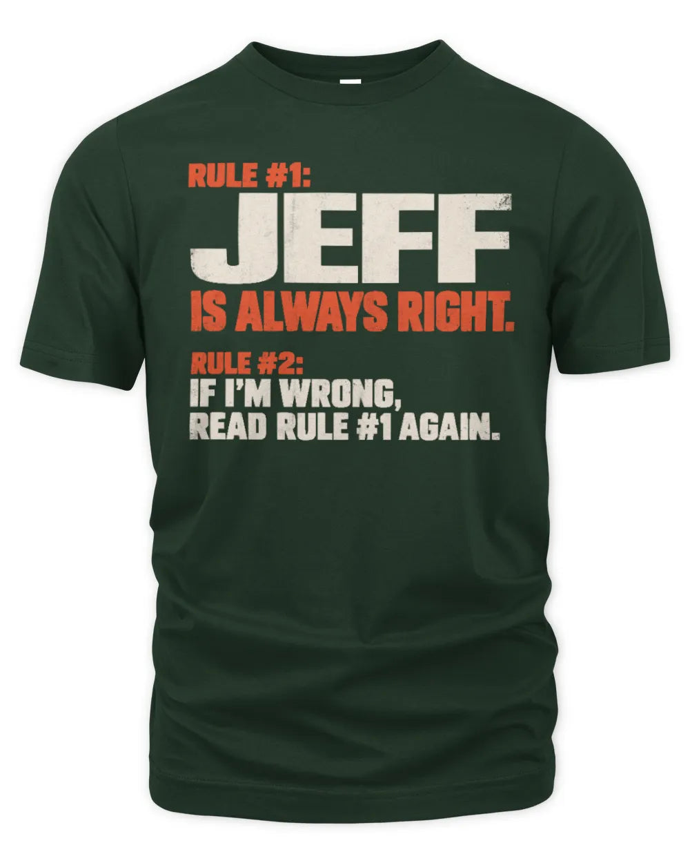 JEFF NP1-H006 - Always Right Personalized Name T-Shirt – Funny Custom Name Shirt - Unisex Standard T-Shirt - Forest Green
