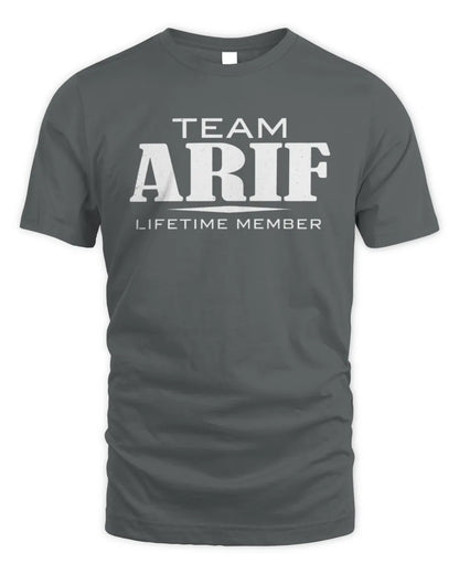 ARIF BL62-K4-128 - Personalized “Team NAME Lifetime Member” - Unisex Standard T-Shirt - Charcoal