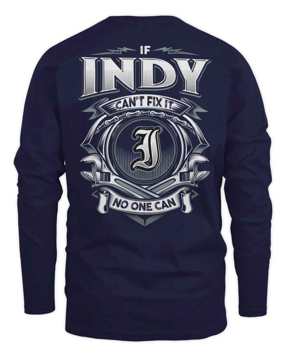 INDY AP81-K4-626 - Personalized Ahmed Quote Apparel “If Ahmed Can't Fix It, No One Can” - Men's Long Sleeved T-Shirt - Navy