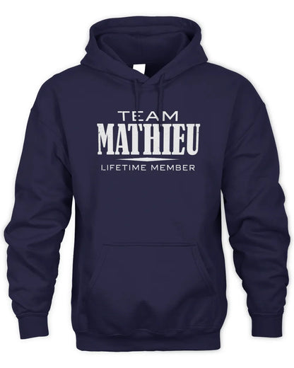 MATHIEU BL62-K4-128 - Personalized “Team NAME Lifetime Member” - Unisex Hoodie - Navy