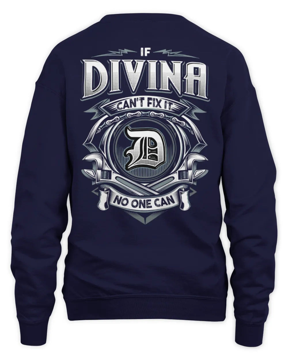 DIVINA AP81-K4-626 - Personalized Ahmed Quote Apparel “If Ahmed Can't Fix It, No One Can” - Unisex Sweatshirt - Navy