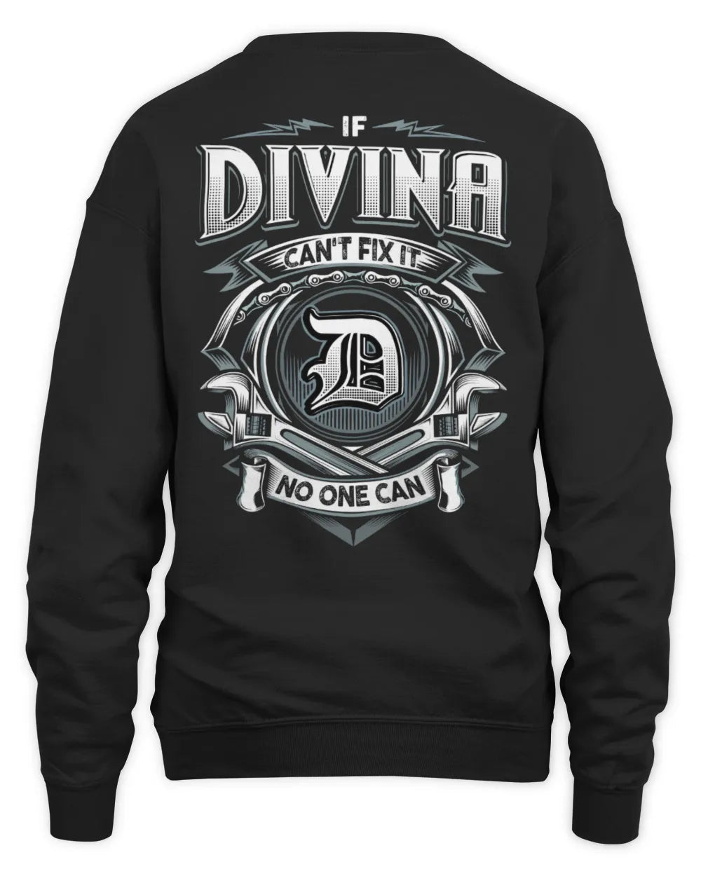 DIVINA AP81-K4-626 - Personalized Ahmed Quote Apparel “If Ahmed Can't Fix It, No One Can” - Unisex Sweatshirt - Black