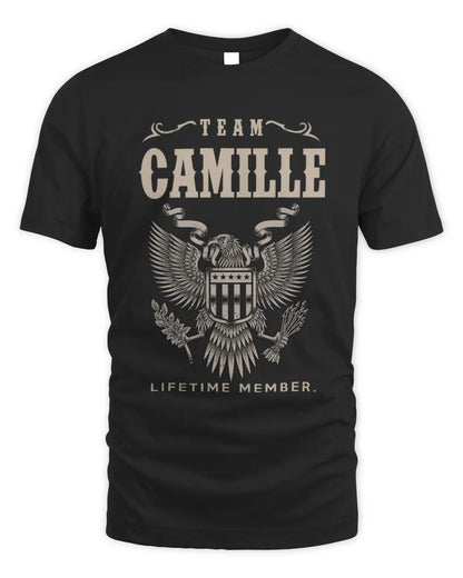 CAMILLE TP06-K82 – Personalized Classic Style Apparel “Team NAME Lifetime Member” - Unisex Standard T-Shirt - Black