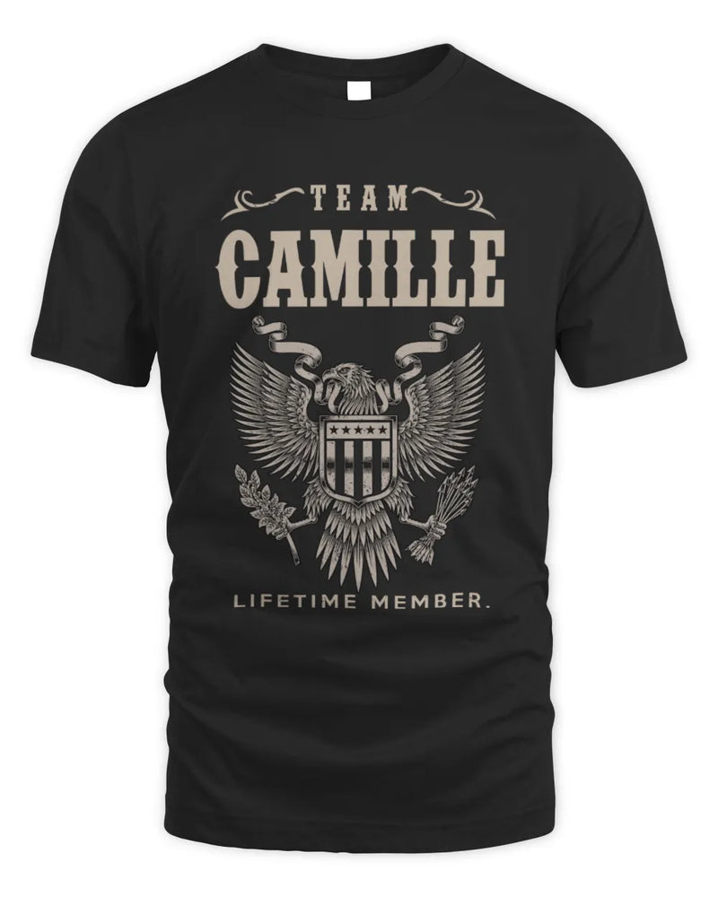 CAMILLE TP06-K82 – Personalized Classic Style Apparel “Team NAME Lifetime Member” - Unisex Standard T-Shirt - Black
