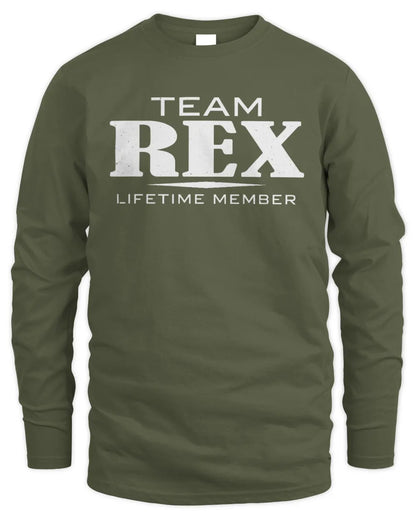 REX BL62-K4-128 - Personalized “Team NAME Lifetime Member” - Men's Long Sleeved T-Shirt - Military Green