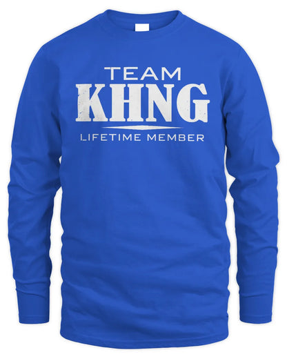 KHNG BL62-K4-128 - Personalized “Team NAME Lifetime Member” - Men's Long Sleeved T-Shirt - Royal