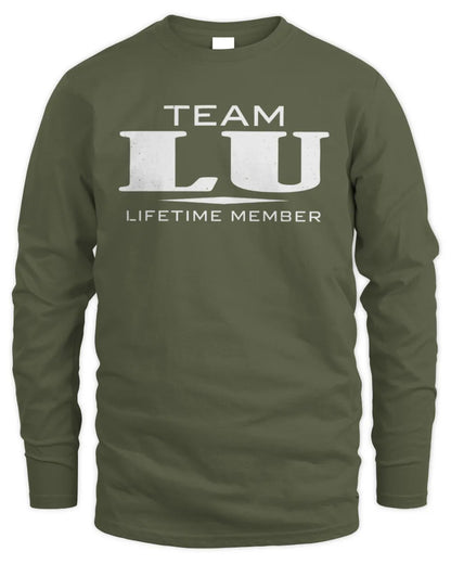 LU BL62-K4-128 - Personalized “Team NAME Lifetime Member” - Men's Long Sleeved T-Shirt - Military Green