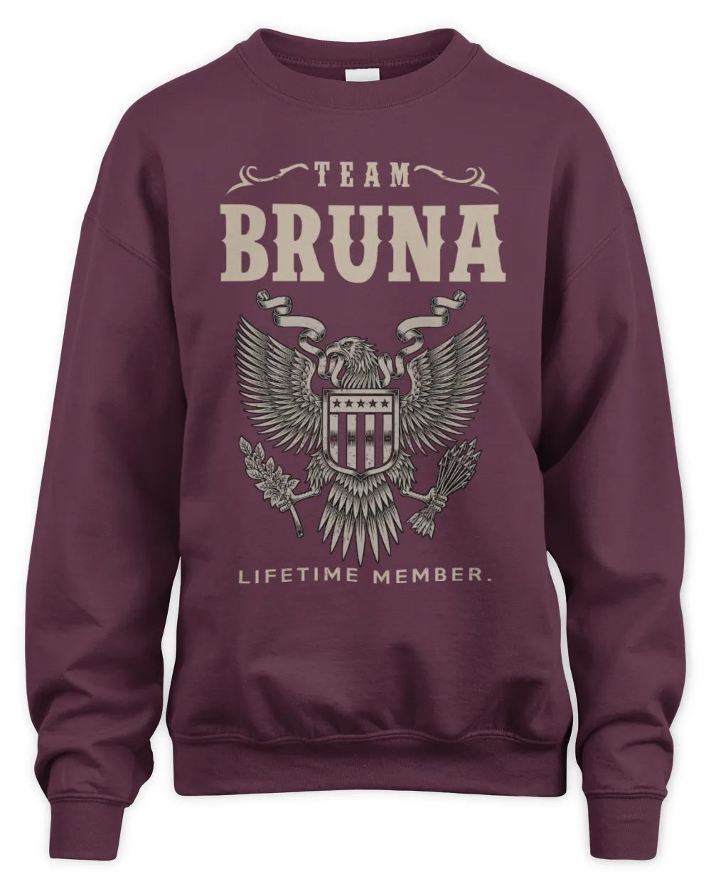 BRUNA TP06-K82 – Personalized Classic Style Apparel “Team NAME Lifetime Member” - Unisex Sweatshirt - Maroon
