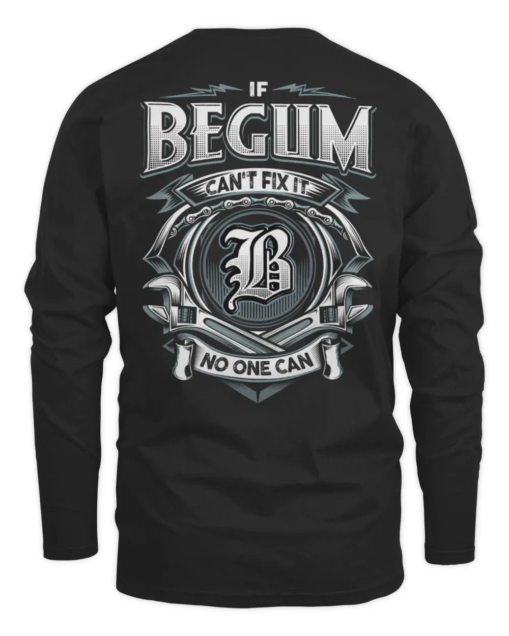 BEGUM AP81-K4-626 - Personalized Ahmed Quote Apparel “If Ahmed Can't Fix It, No One Can” - Men's Long Sleeved T-Shirt - Black