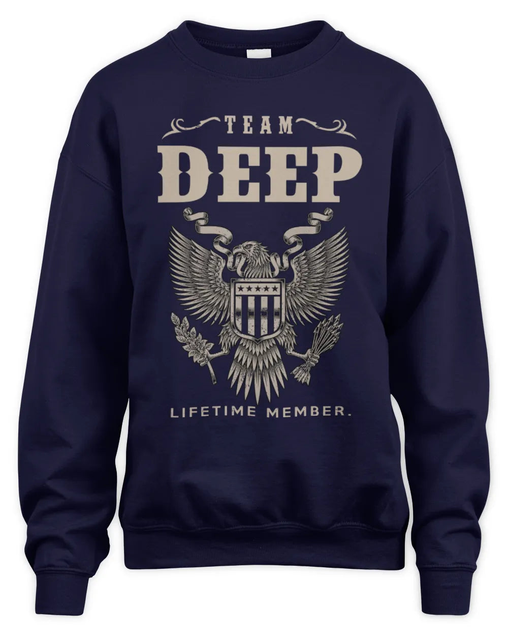 DEEP TP06-K82 – Personalized Classic Style Apparel “Team NAME Lifetime Member” - Unisex Sweatshirt - Navy