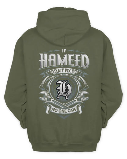 HAMEED AP81-K4-626 - Personalized Ahmed Quote Apparel “If Ahmed Can't Fix It, No One Can” - Unisex Hoodie - Military Green