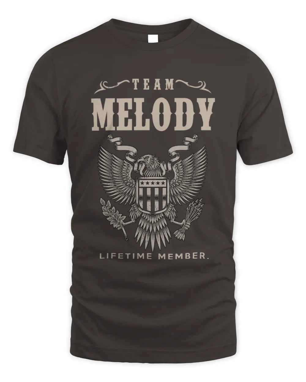 MELODY TP06-K82 – Personalized Classic Style Apparel “Team NAME Lifetime Member” - Unisex Standard T-Shirt - Dark Chocolate