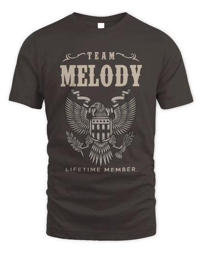 MELODY TP06-K82 – Personalized Classic Style Apparel “Team NAME Lifetime Member” - Unisex Standard T-Shirt - Dark Chocolate