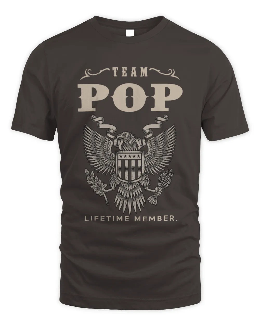 POP TP06-K82 – Personalized Classic Style Apparel “Team NAME Lifetime Member” - Unisex Standard T-Shirt - Dark Chocolate