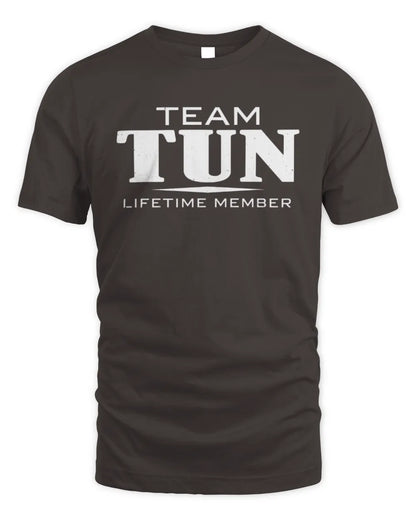 TUN BL62-K4-128 - Personalized “Team NAME Lifetime Member” - Unisex Standard T-Shirt - Dark Chocolate