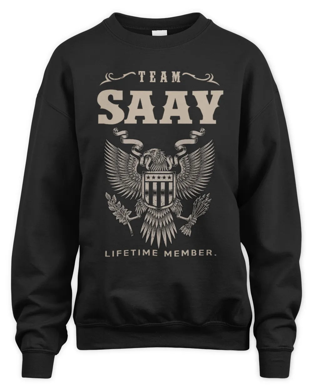 SAAY TP06-K82 – Personalized Classic Style Apparel “Team NAME Lifetime Member” - Unisex Sweatshirt - Black