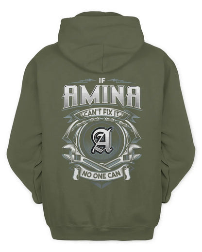 AMINA AP81-K4-626 - Personalized Ahmed Quote Apparel “If Ahmed Can't Fix It, No One Can” - Unisex Hoodie - Military Green