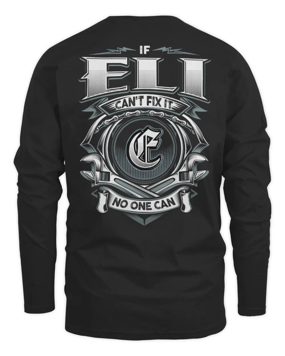 ELI AP81-K4-626 - Personalized Ahmed Quote Apparel “If Ahmed Can't Fix It, No One Can” - Men's Long Sleeved T-Shirt - Black