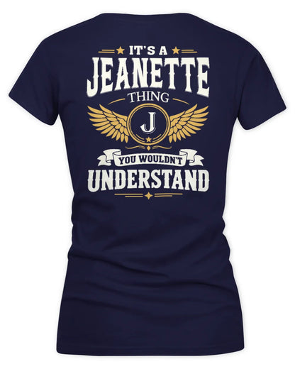 JEANETTE KT06-M008 It’s a [NAME] Thing – You Wouldn’t Understand | Personalized Vintage T-Shirt - Women's V-Neck T-Shirt - Navy