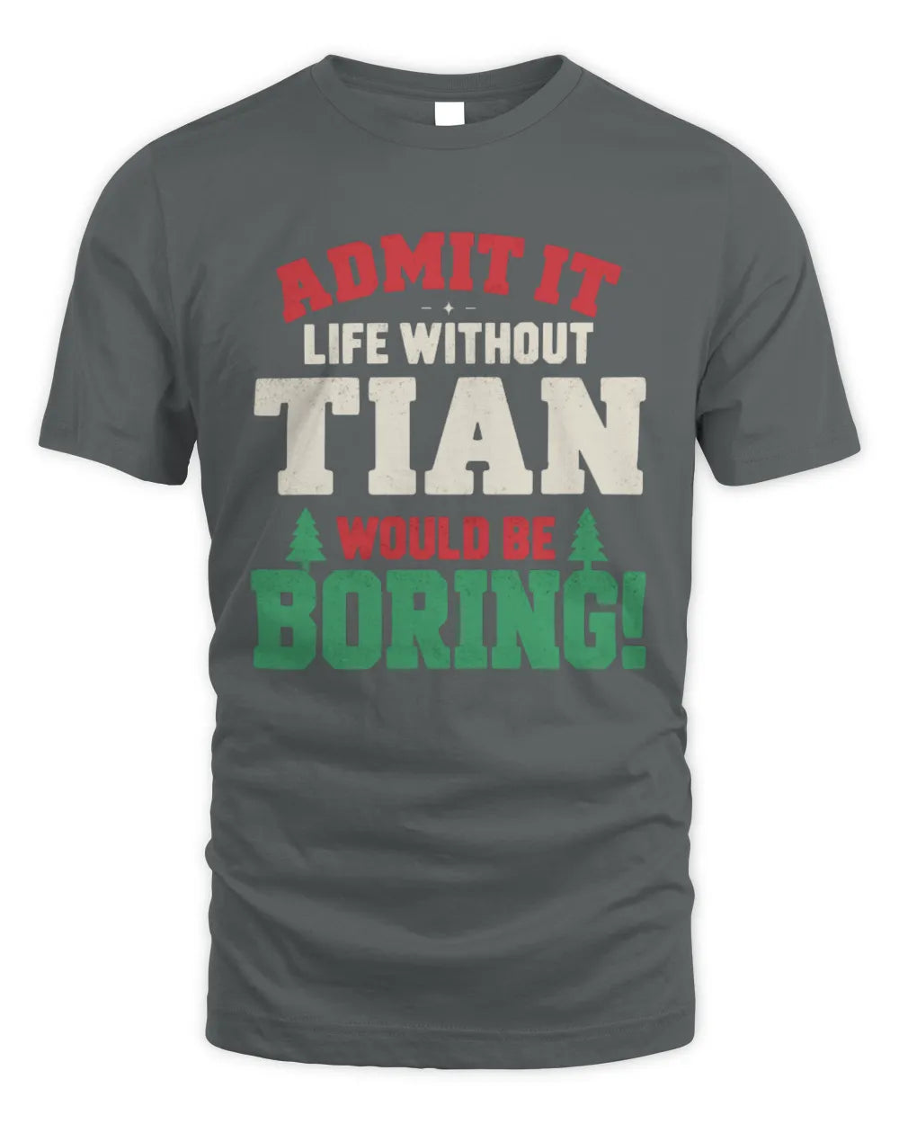 TIAN P5 TH08 Christmas T-Shirt – “Life Without NAME Would Be Boring” - Unisex Standard T-Shirt - Charcoal