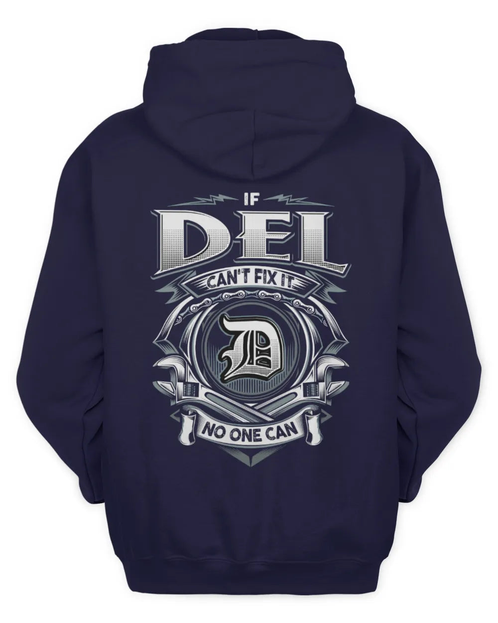 DEL AP81-K4-626 - Personalized Ahmed Quote Apparel “If Ahmed Can't Fix It, No One Can” - Unisex Hoodie - Navy