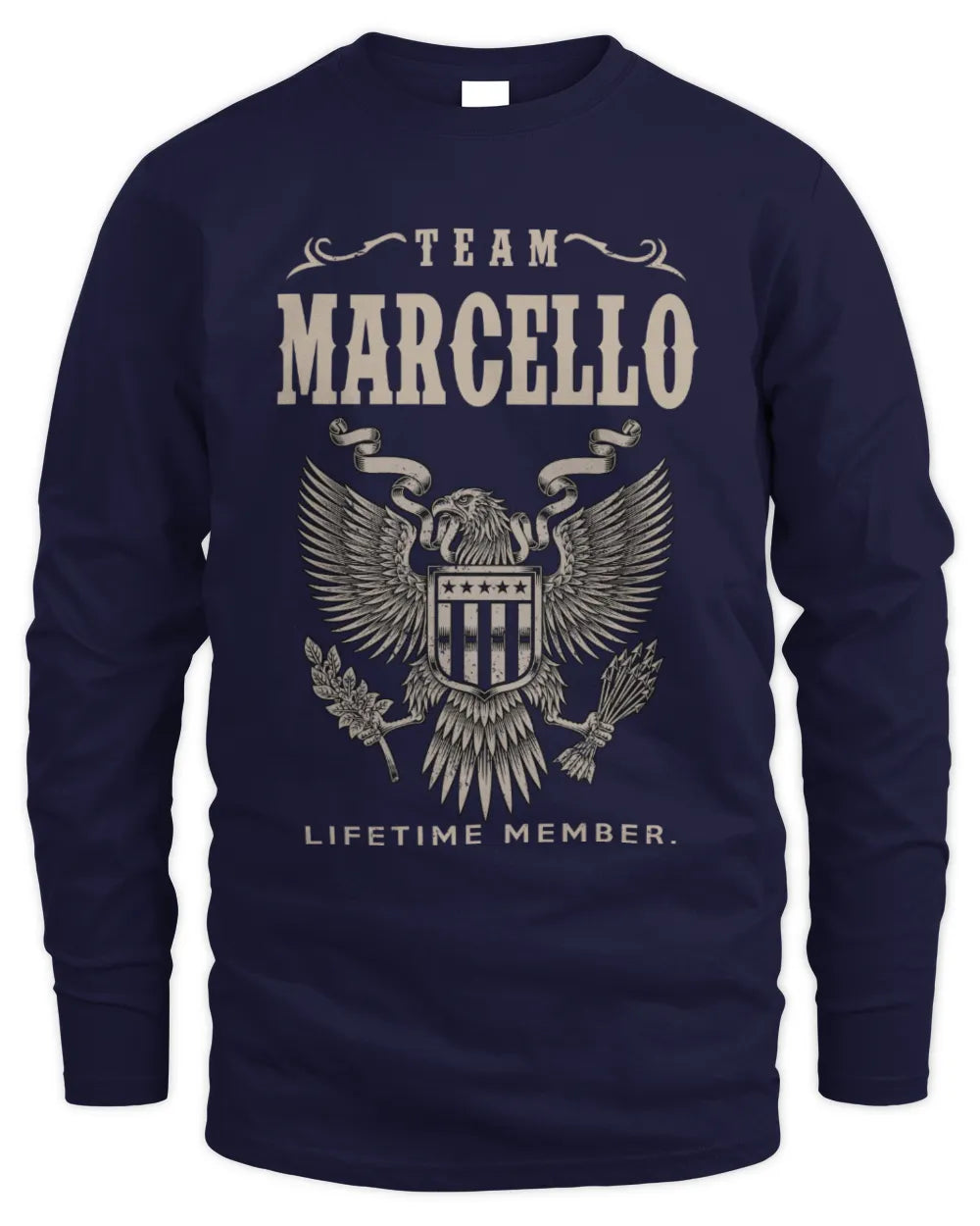 MARCELLO TP06-K82 – Personalized Classic Style Apparel “Team NAME Lifetime Member” - Men's Long Sleeved T-Shirt - Navy