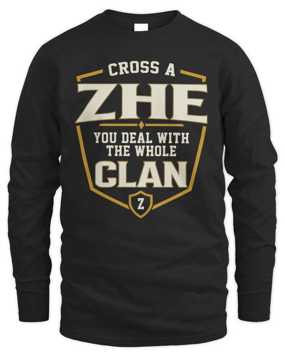 ZHE NT1-K008 Cross A/An NAME, You Deal With the Whole Clan | Personalized Vintage T-Shirt - Men's Long Sleeved T-Shirt - Black