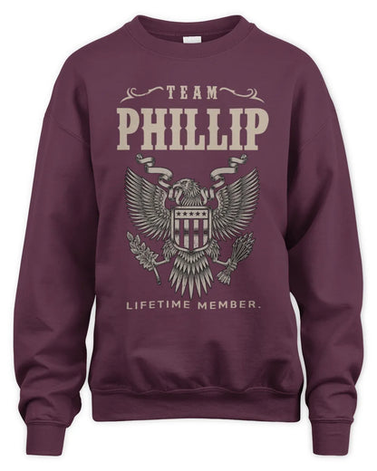 PHILLIP TP06-K82 – Personalized Classic Style Apparel “Team NAME Lifetime Member” - Unisex Sweatshirt - Maroon