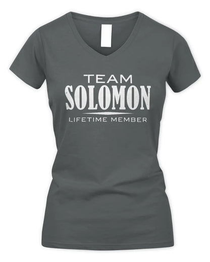 SOLOMON BL62-K4-128 - Personalized “Team NAME Lifetime Member” - Women's V-Neck T-Shirt - Charcoal