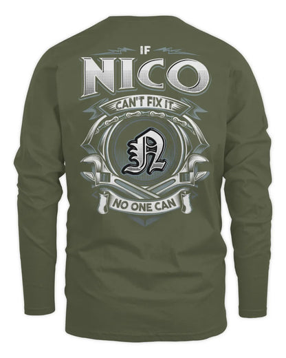 NICO AP81-K4-626 - Personalized Ahmed Quote Apparel “If Ahmed Can't Fix It, No One Can” - Men's Long Sleeved T-Shirt - Military Green