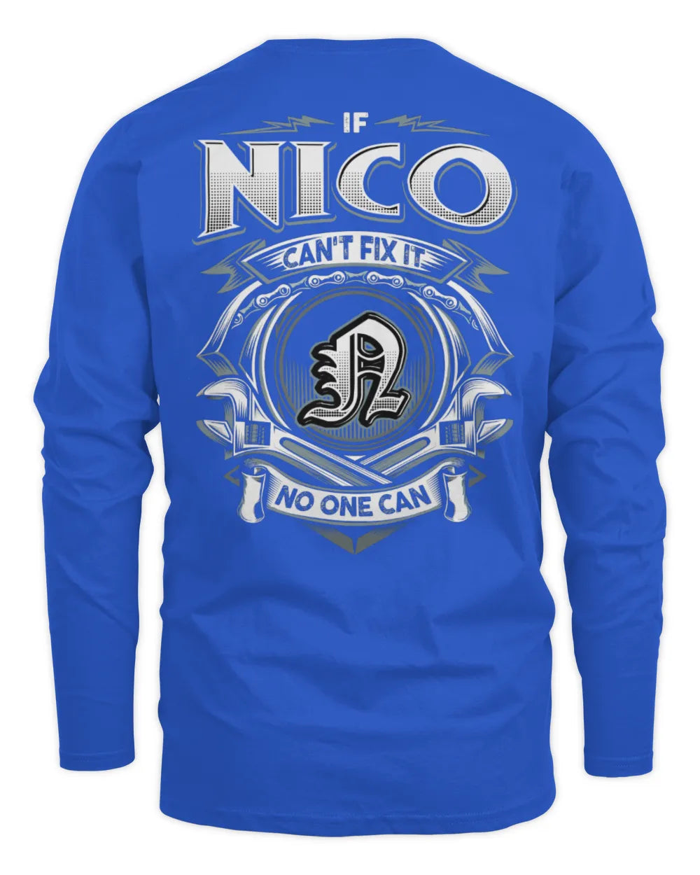 NICO AP81-K4-626 - Personalized Ahmed Quote Apparel “If Ahmed Can't Fix It, No One Can” - Men's Long Sleeved T-Shirt - Royal