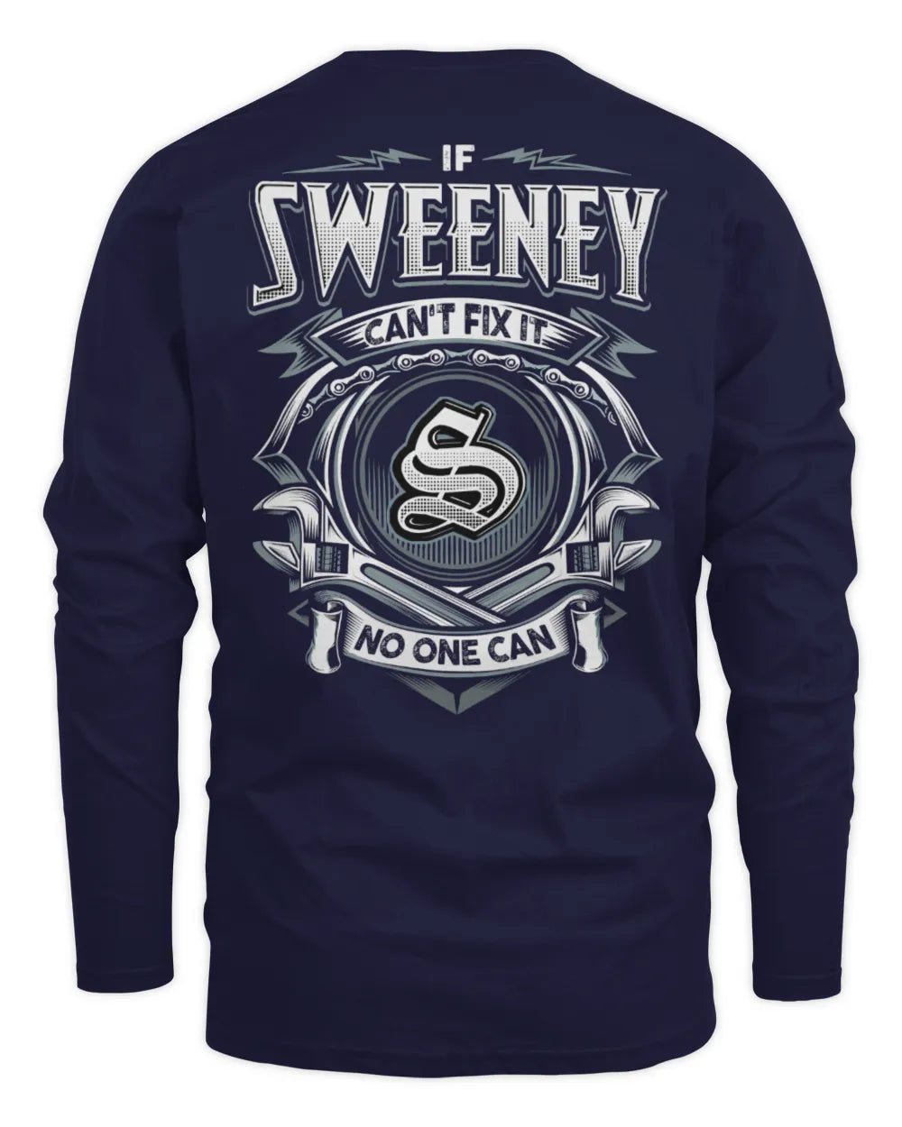SWEENEY AP81-K4-626 - Personalized Ahmed Quote Apparel “If Ahmed Can't Fix It, No One Can” - Men's Long Sleeved T-Shirt - Navy