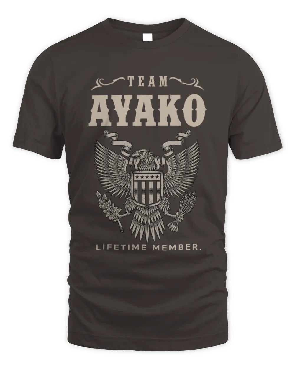 AYAKO TP06-K82 – Personalized Classic Style Apparel “Team NAME Lifetime Member” - Unisex Standard T-Shirt - Dark Chocolate