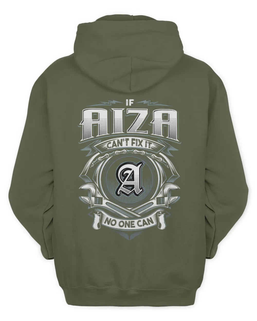 AIZA AP81-K4-626 - Personalized Ahmed Quote Apparel “If Ahmed Can't Fix It, No One Can” - Unisex Hoodie - Military Green