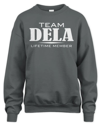 DELA BL62-K4-128 - Personalized “Team NAME Lifetime Member” - Unisex Sweatshirt - Charcoal